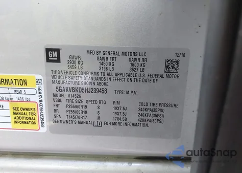 2017 Buick Enclave Leather from USA, damaged, VIN 5GAKVBKD5HJ239458